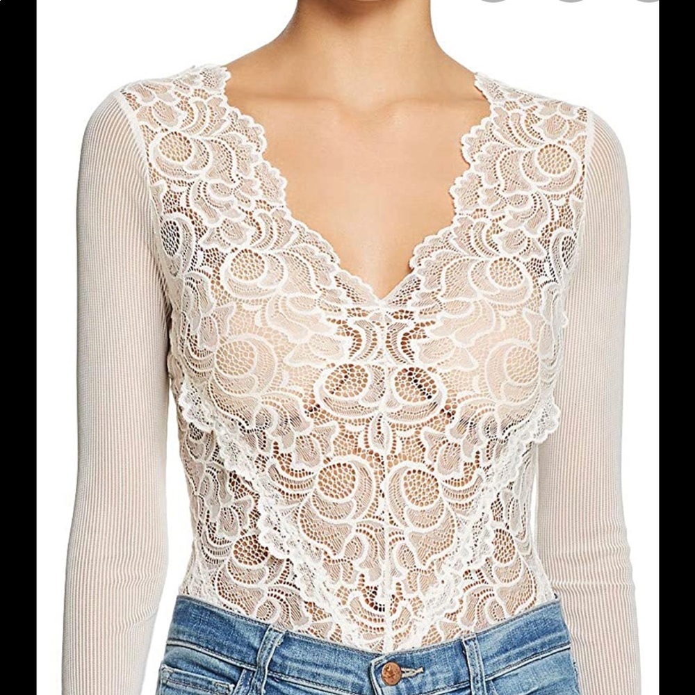 GUESS cream white lace bodysuit